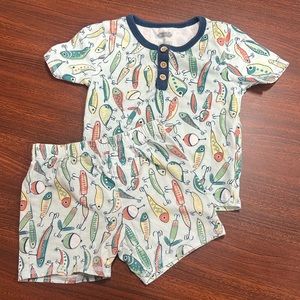 Mud Pie Blue Fishing Lure Toddler PJ Set